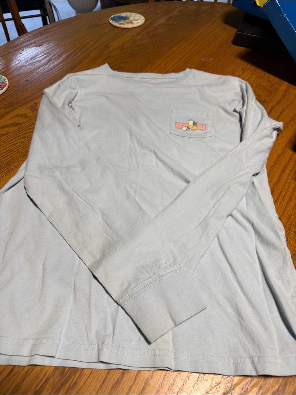 Vineyard Vines Light Blue Long Sleeve Pocket Tee
